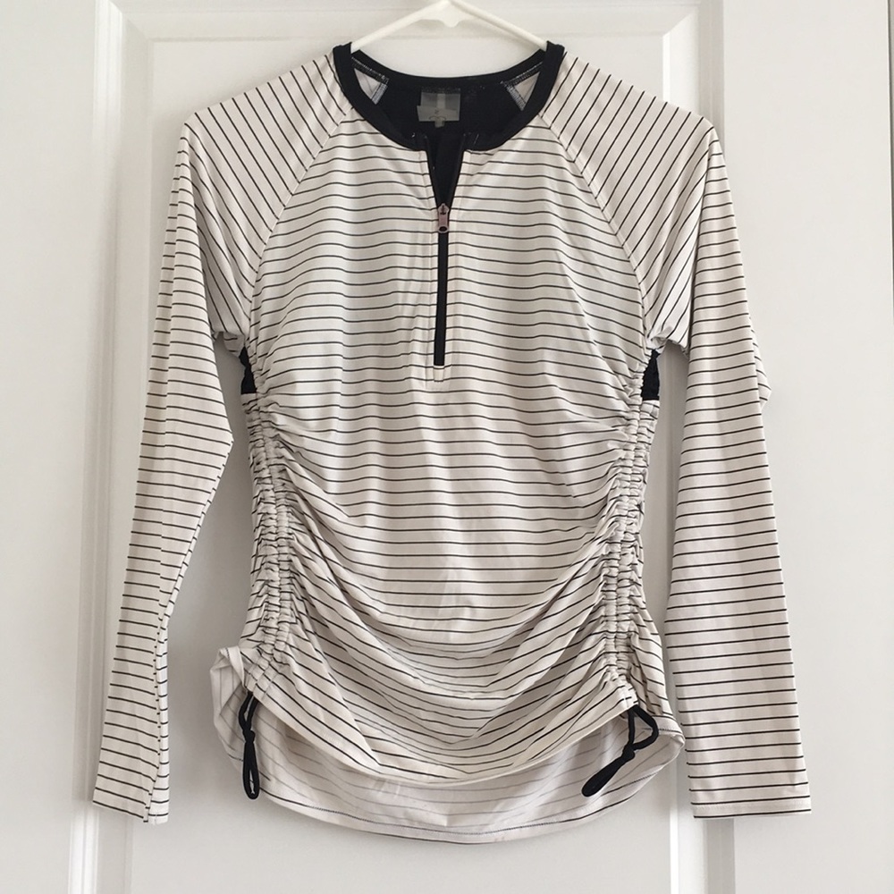 CALIA Women’s Zip Long Sleeve Ruched Rashguard